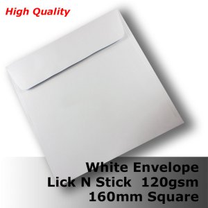 (image for) #E50CX - 160mm Square White Envelope HQ 120gsm Wallet PnS