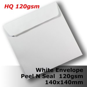 (image for) #E40CX - 140mm Square White Envelope 120gsm WPnS