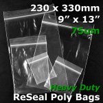 #RB7913 - 230x330mm (9" x 13") 75um ReSealable Poly Bag