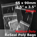 #RB52535 - 65x90mm (2.5" x 3.5") 50um ReSealable Poly Bag