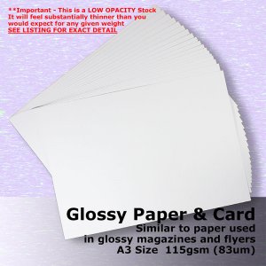 #L1068 - Coated Paper/Card Gloss Stock White 115gsm A3 Size