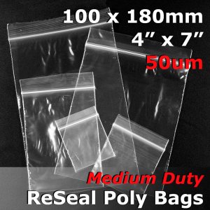 (image for) #RB547 - 100x180mm (4" x 7") 50um ReSealable Poly Bag