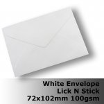 E05AH ** - 72 x 102mm Plain White Envelope 100gsm BLnS