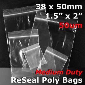#RB5152 - 38x50mm (1.5\" x 2\") 50um ReSealable Poly Bag
