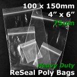 #RB746 - 100x150mm (4" x 6") 75um ReSealable Poly Bag