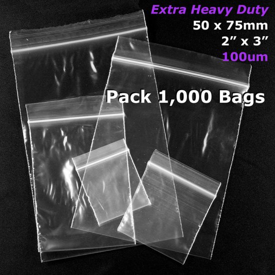 #RB923 - 50x75mm (2" x 3") 100um ReSealable Poly Bag - Click Image to Close