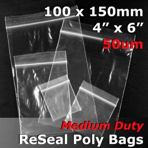 (image for) #RB546 - 100x150mm (4" x 6") 50um ReSealable Poly Bag